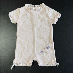 Vintage Knit Romper With Flower Details